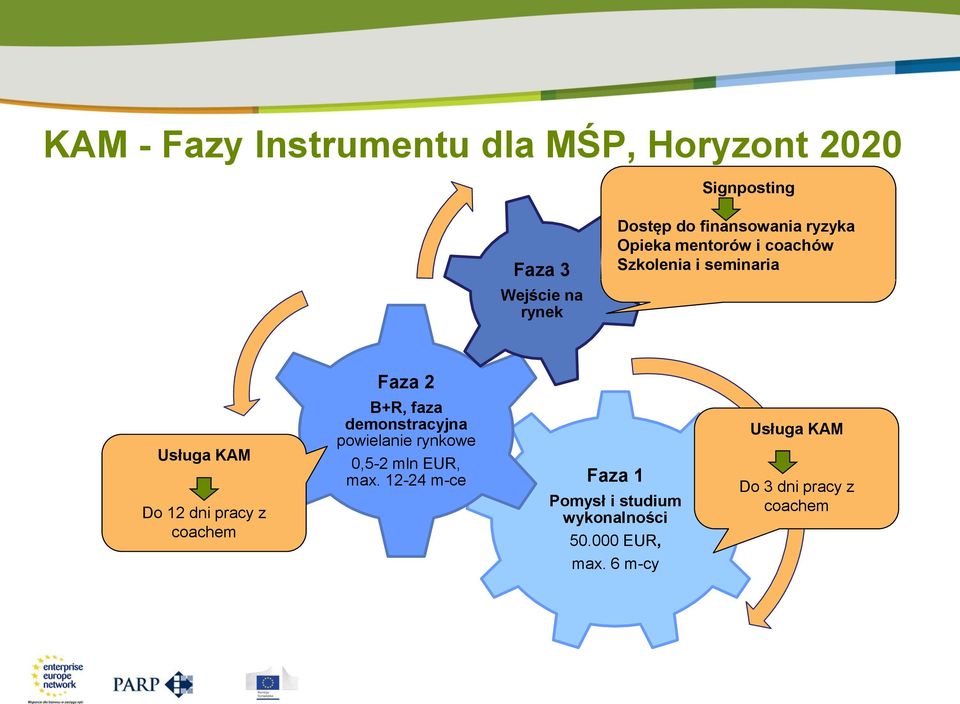 dni pracy z coachem B+R, faza demonstracyjna powielanie rynkowe 0,5-2 mln EUR, max.