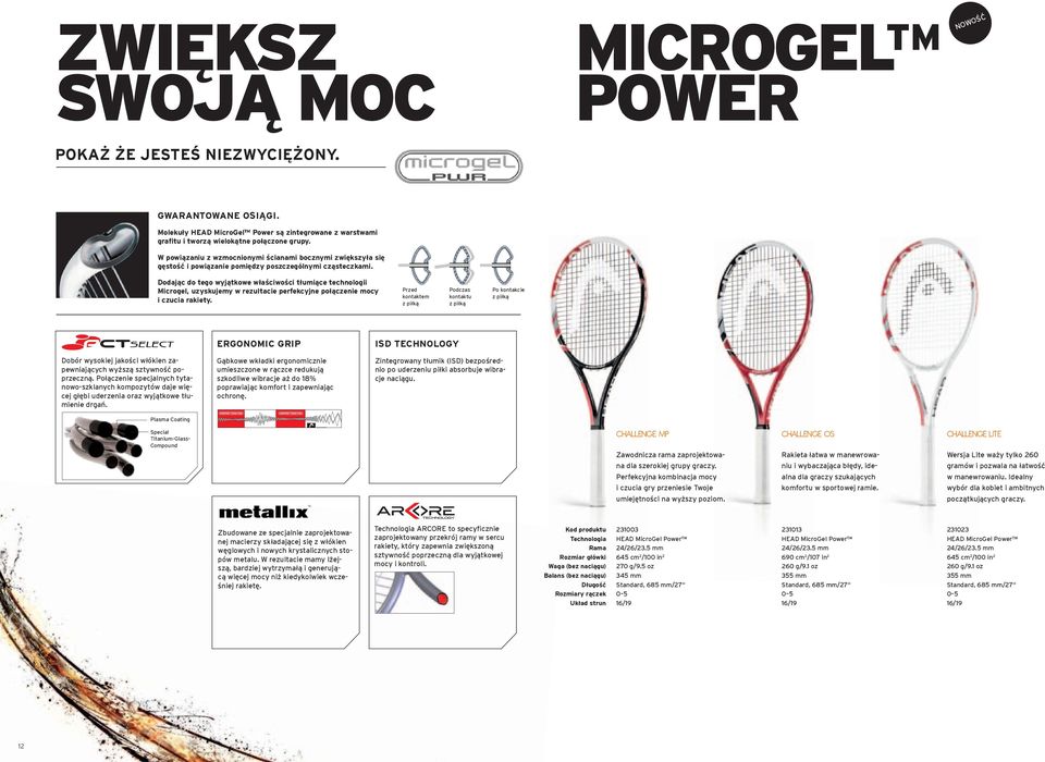 Dodając do tego wyjątkowe właściwości tłumiące technologii Microgel, uzyskujemy w rezultacie perfekcyjne połączenie mocy i czucia rakiety.