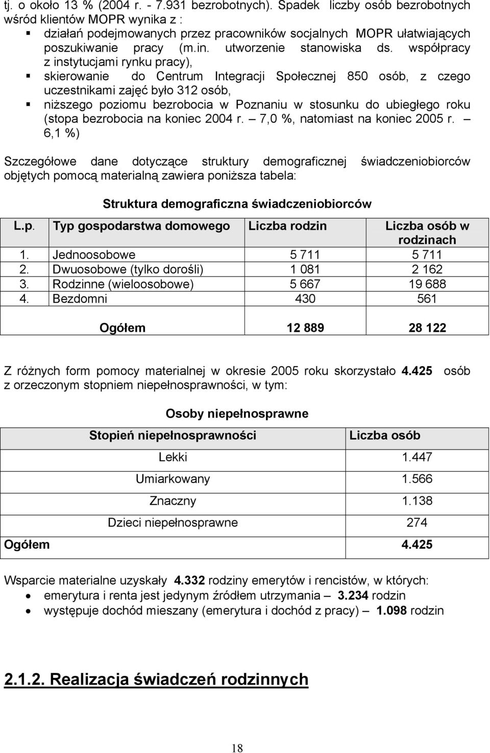 współpracy z instytucjami rynku pracy), skierowanie do Centrum Integracji Społecznej 850 osób, z czego uczestnikami zajęć było 312 osób, niższego poziomu bezrobocia w Poznaniu w stosunku do ubiegłego