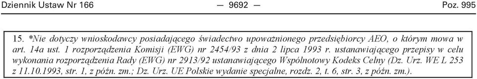 1 rozporz dzenia Komisji (EWG) nr 2454/93 z dnia 2 lipca 1993 r.