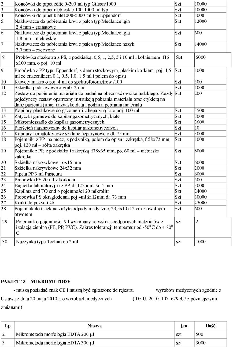 Medlance nożyk 2,0 mm czerwone Szt 14000 8 Probówka stożkowa z PS, z podziałką: 0,5, 1, 2,5, 5 i 10 ml i kołnierzem f16 x100 mm, o poj.