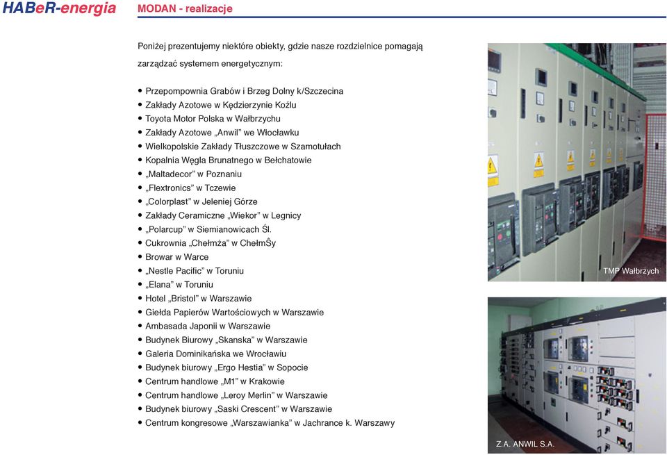 Flextronics w Tczewie Colorplast w Jeleniej Górze Zakłady Ceramiczne Wiekor w Legnicy Polarcup w Siemianowicach Śl.