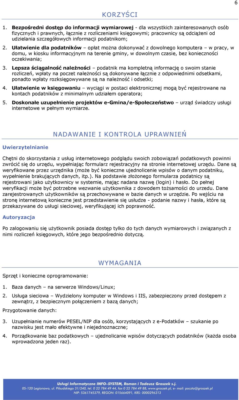 informacji podatnikom; 2.