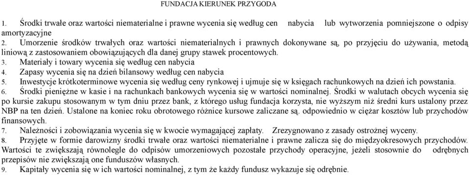 Materiały i towary wycenia się według cen nabycia 4. Zapasy wycenia się na dzień bilansowy według cen nabycia 5.