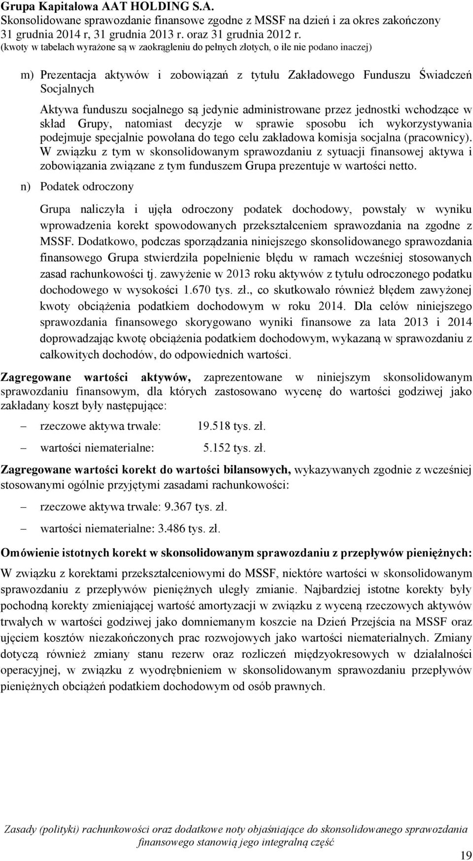 W związku z tym w skonsolidowanym sprawozdaniu z sytuacji finansowej aktywa i zobowiązania związane z tym funduszem Grupa prezentuje w wartości netto.