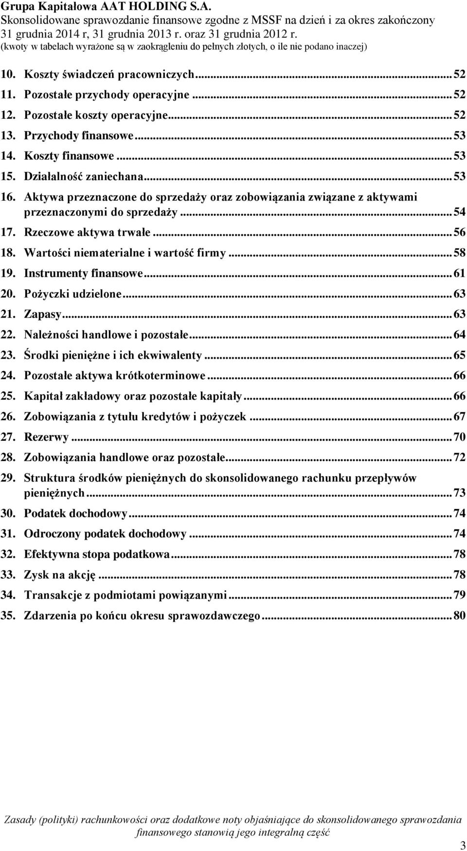 Wartości niematerialne i wartość firmy... 58 19. Instrumenty finansowe... 61 20. Pożyczki udzielone... 63 21. Zapasy... 63 22. Należności handlowe i pozostałe... 64 23.