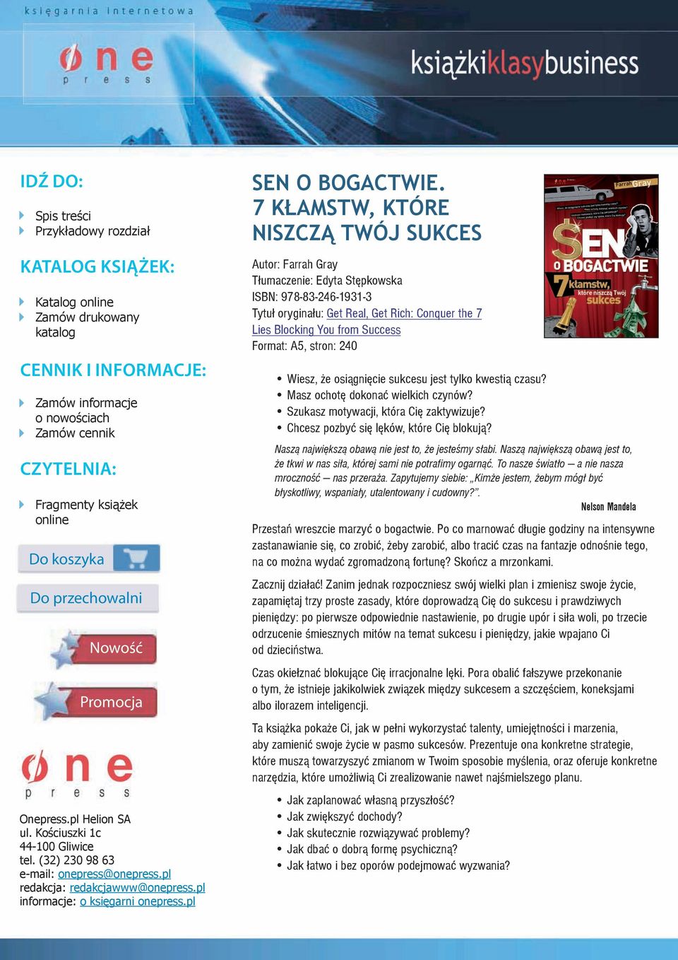 pl informacje: o księgarni onepress.pl SEN O BOGACTWIE.