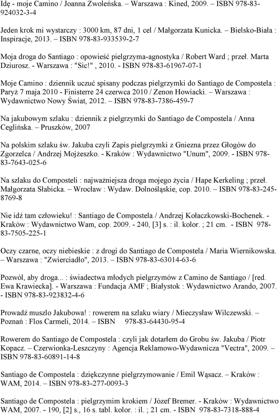 - ISBN 978-83-61967-07-1 Moje Camino : dziennik uczuć spisany podczas pielgrzymki do Santiago de Compostela : Paryż 7 maja 2010 - Finisterre 24 czerwca 2010 / Zenon Howiacki.