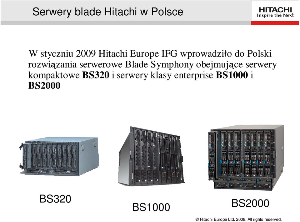 Blade Symphony obejmujące serwery kompaktowe BS320 i