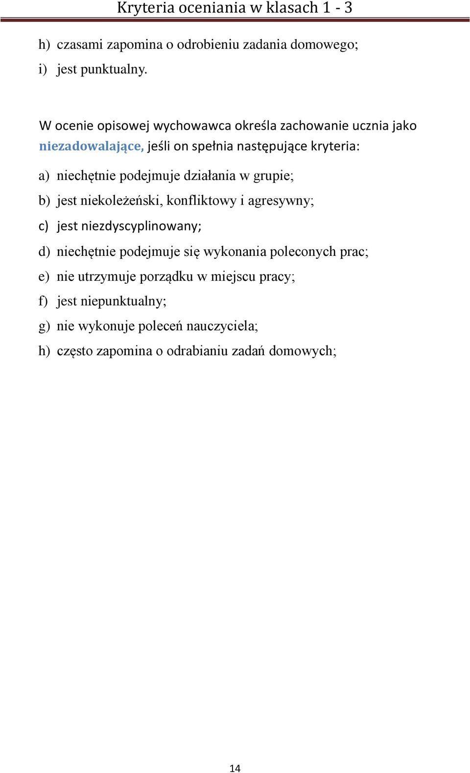 niechętnie podejmuje działania w grupie; b) jest niekoleżeński, konfliktowy i agresywny; c) jest niezdyscyplinowany; d)