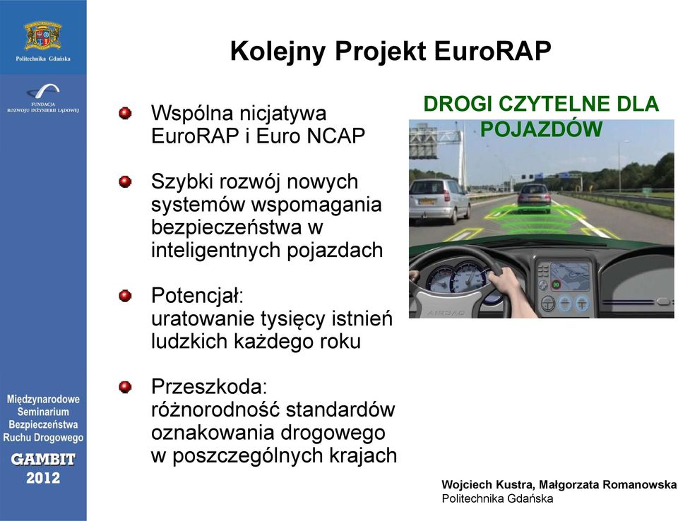 inteligentnych pojazdach Potencjał: uratowanie tysięcy istnień ludzkich każdego