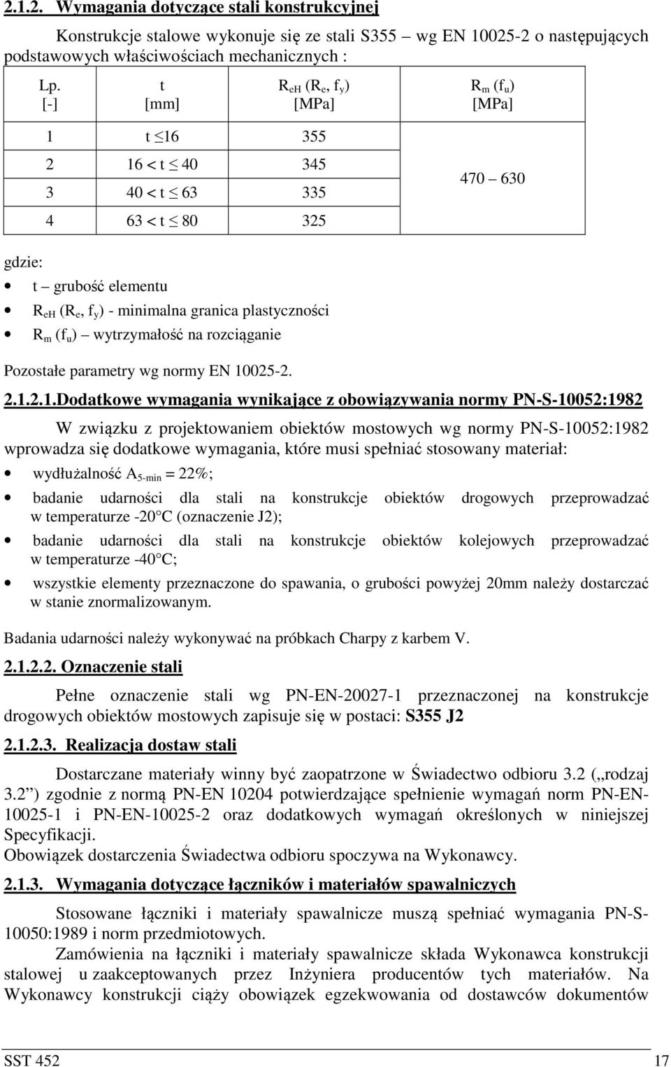 (f u ) wytrzymałość na rozciąganie Pozostałe parametry wg normy EN 10