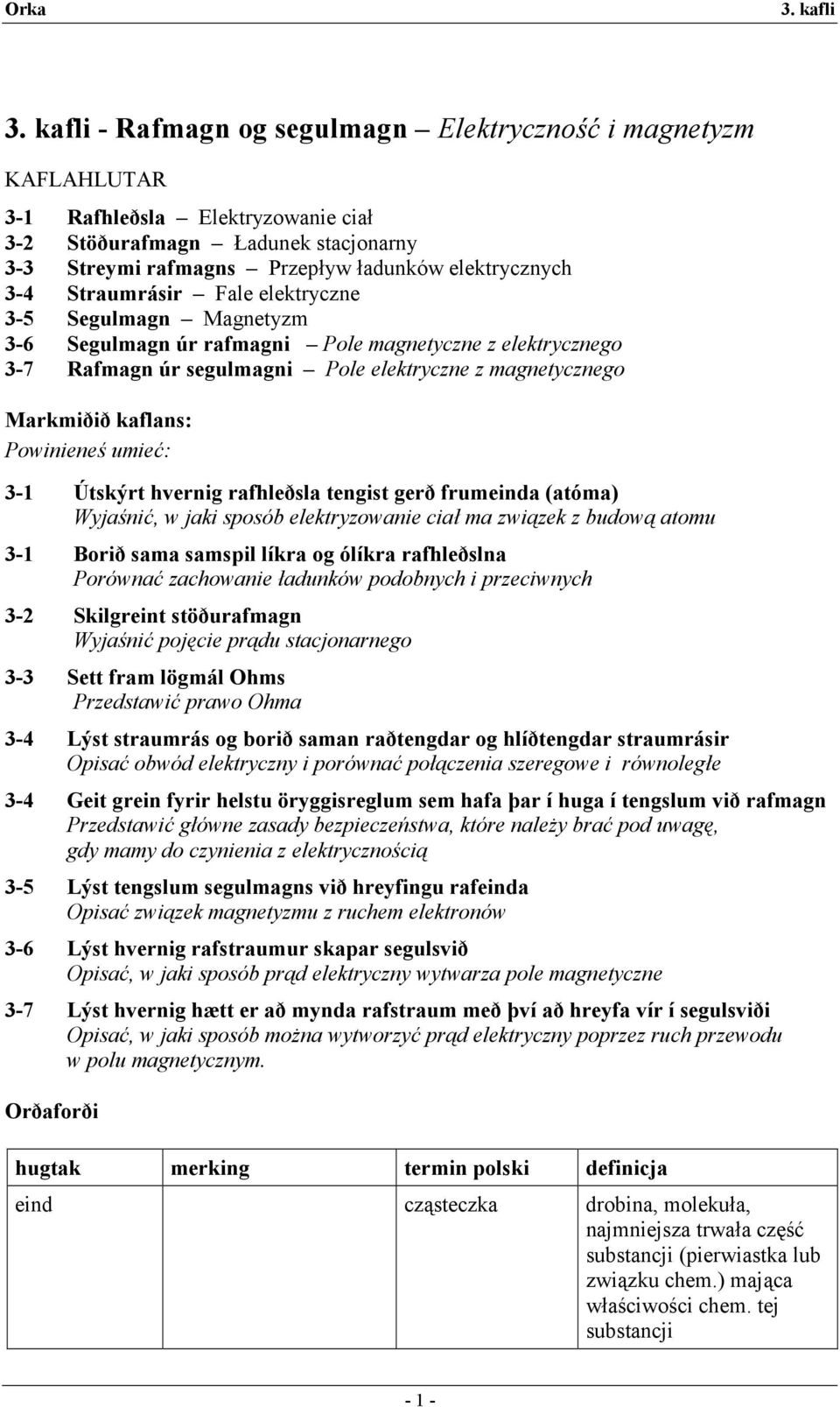 rafhleðsla tengist gerð frumeinda (atóma) Wyjani, w jaki sposób elektryzowanie cia ma zwizek z budow atomu 3-1 Borið sama samspil líkra og ólíkra rafhleðslna Porówna zachowanie adunków podobnych i