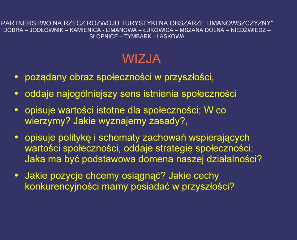 społeczności; W co wierzymy? Jakie wyznajemy zasady?