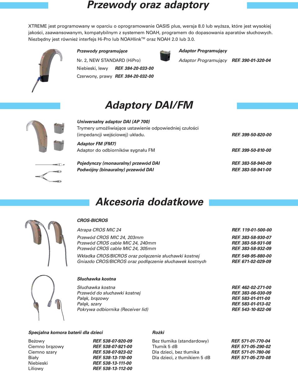 Niezbędny jest również interfejs Hi-Pro lub NOAHlink TM oraz NOAH 2.0 lub 3.0. Przewody programujące Nr. 2, NEW STANDARD (HiPro) Niebieski, lewy REF. 384-20-033-00 Czerwony, prawy REF.