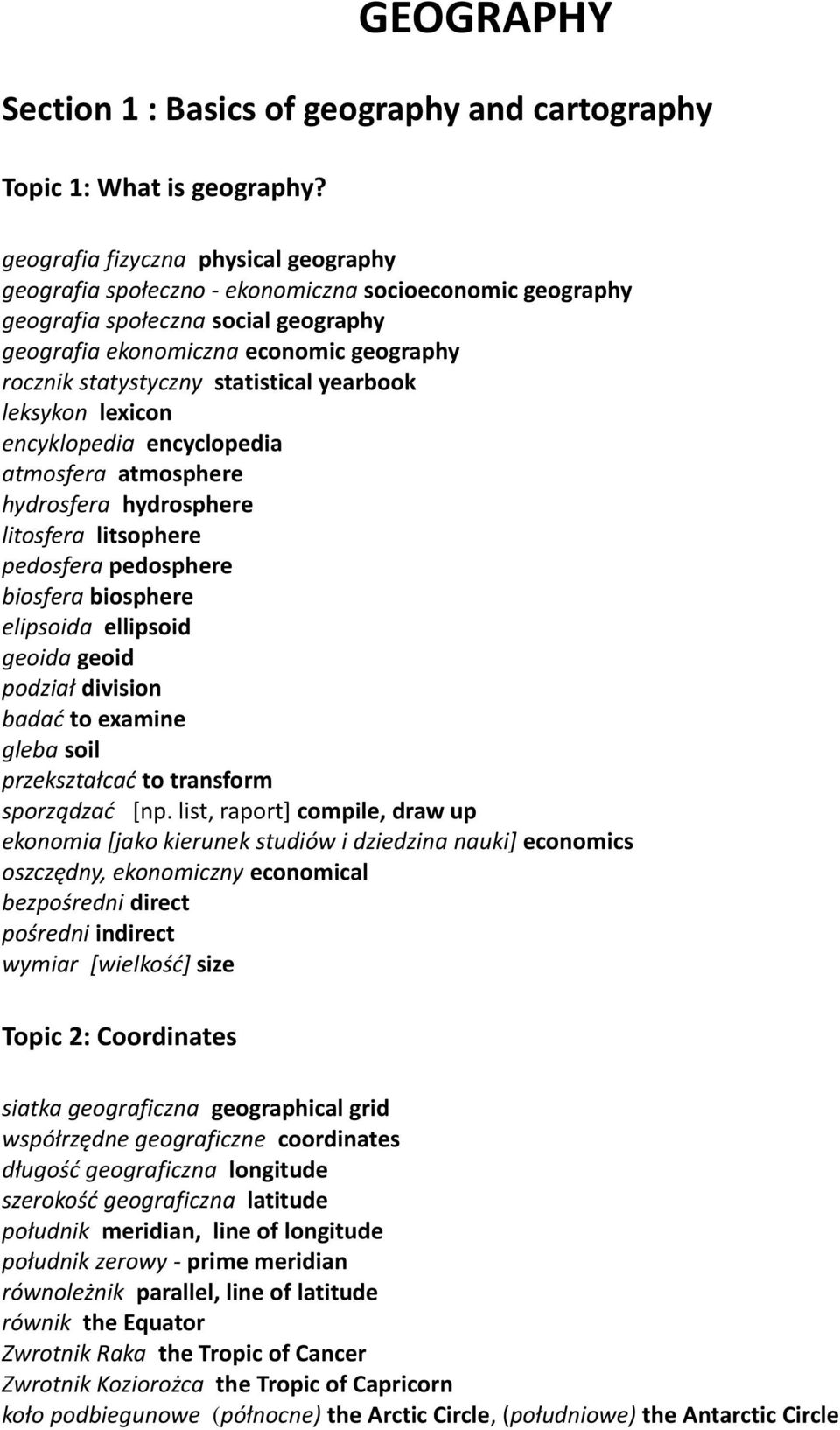 statistical yearbook leksykon lexicon encyklopedia encyclopedia atmosfera atmosphere hydrosfera hydrosphere litosfera litsophere pedosfera pedosphere biosfera biosphere elipsoida ellipsoid geoida