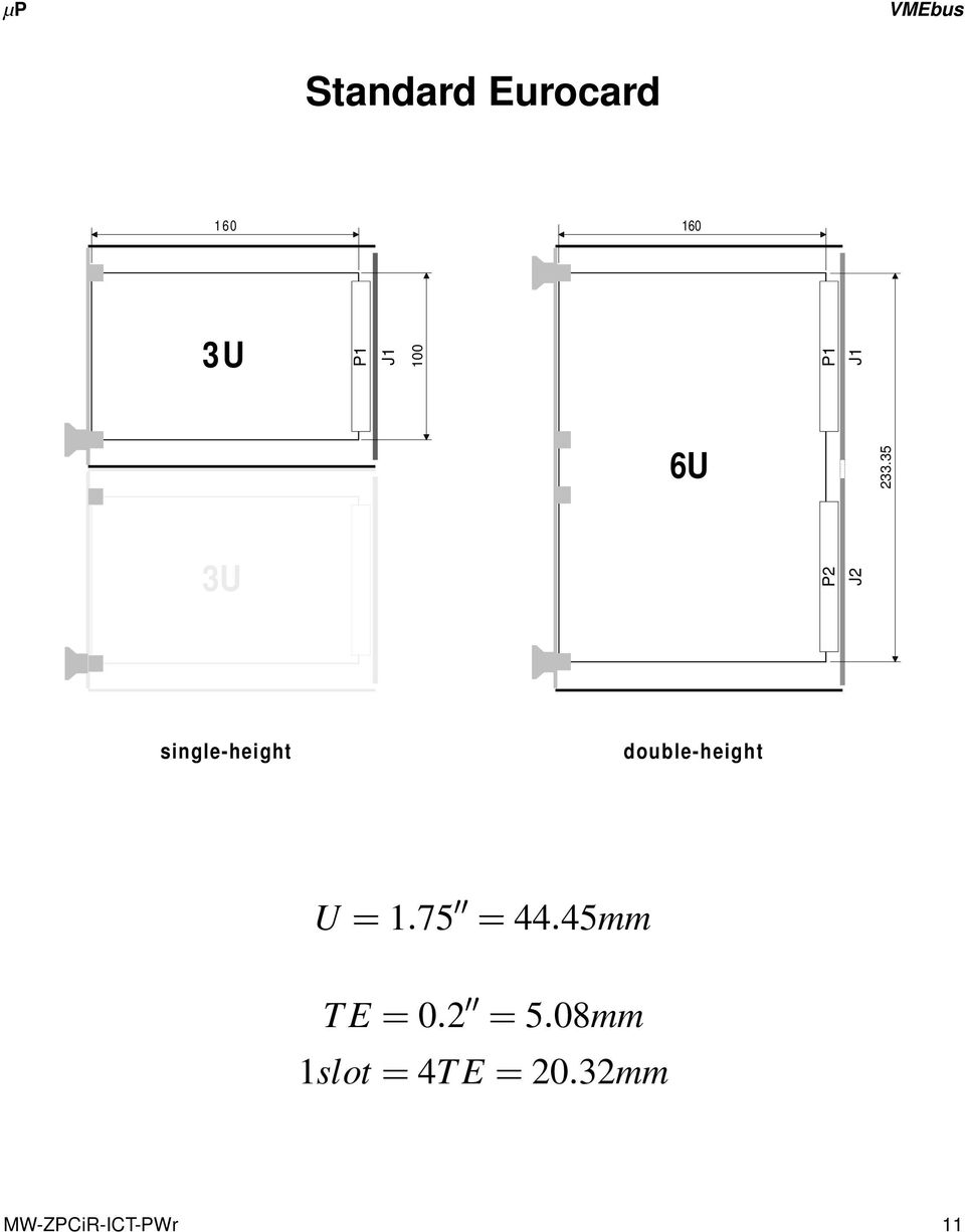 35 3U P2 J2 single-height double-height U \ 1]