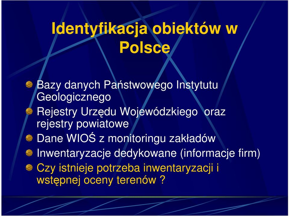 Dane WIOŚ z monitoringu zakładów Inwentaryzacje dedykowane