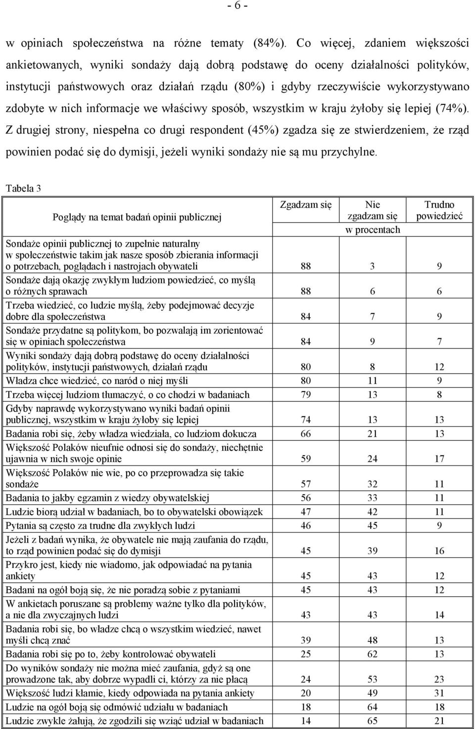 zdobyte w nich informacje we właściwy sposób, wszystkim w kraju żyłoby się lepiej (74%).