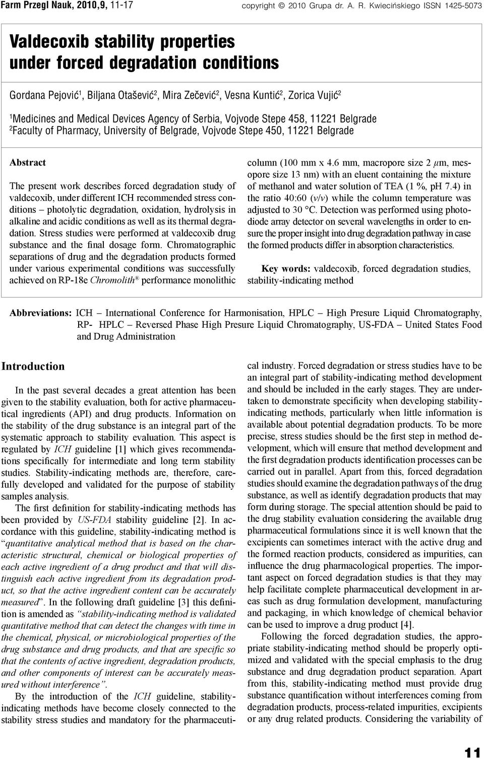 Medical Devices Agency of Serbia, Vojvode Stepe 458, 11221 Belgrade 2 Faculty of Pharmacy, University of Belgrade, Vojvode Stepe 450, 11221 Belgrade Abstract The present work describes forced