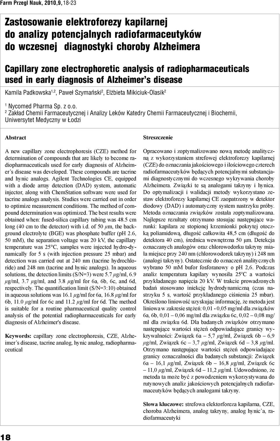 harmaceuticals used in early diagnos