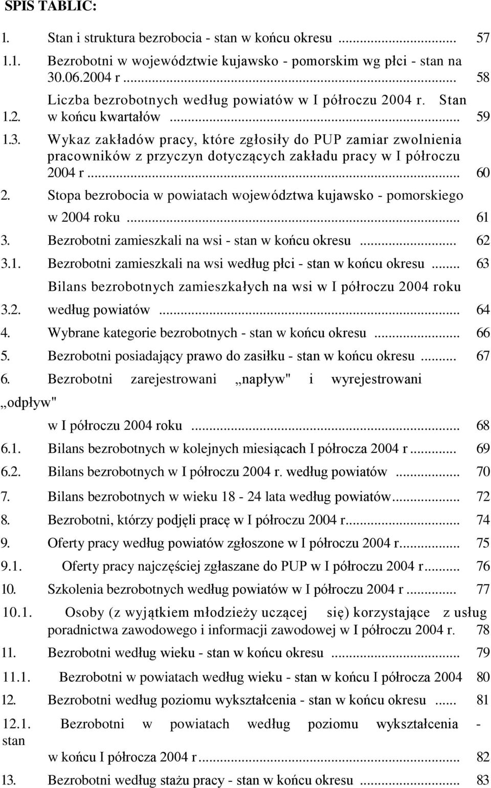 r... 2. Stopa bezrobocia w powiatach województwa kujawsko - pomorskiego w 24 roku... 3. Bezrobotni zamieszkali na wsi - stan w końcu okresu... 2 3.