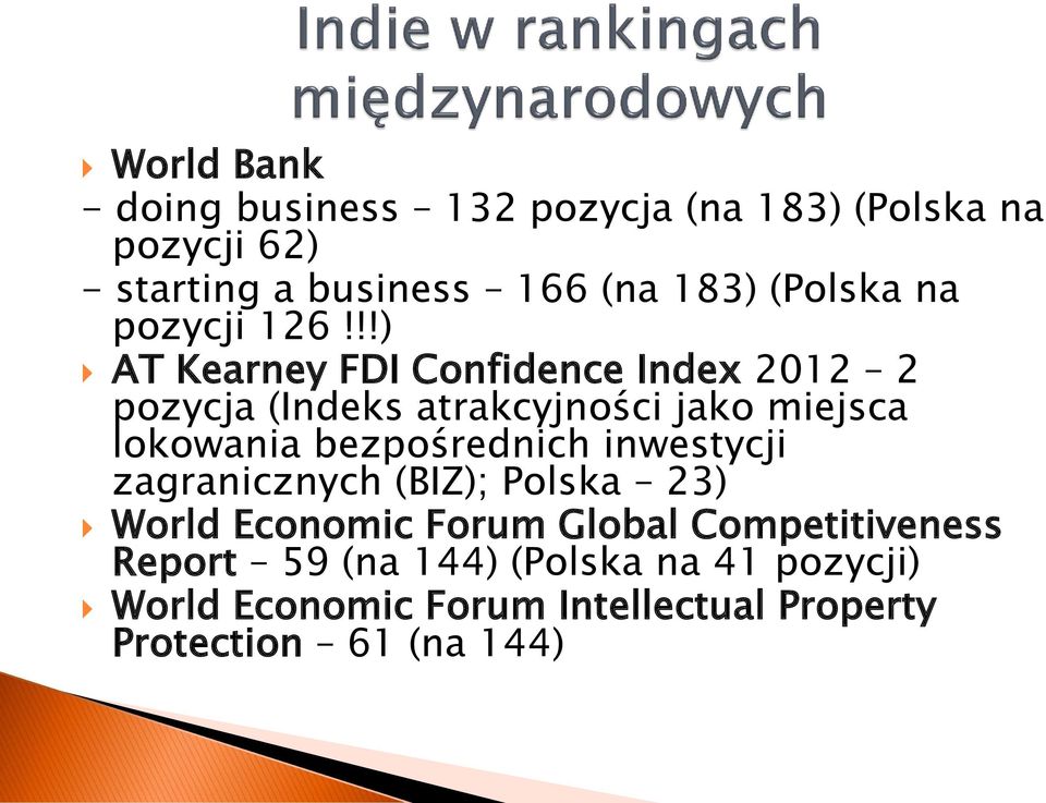 !!) AT Kearney FDI Confidence Index 2012 2 pozycja (Indeks atrakcyjności jako miejsca lokowania