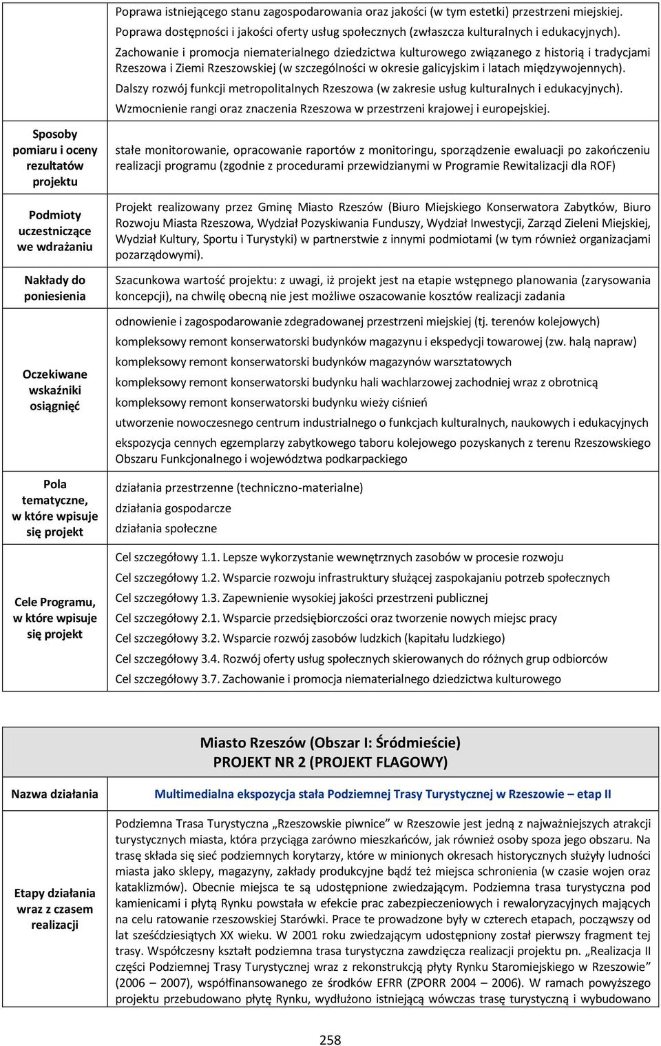 Dalszy rozwój funkcji metropolitalnych Rzeszowa (w zakresie usług kulturalnych i edukacyjnych). Wzmocnienie rangi oraz znaczenia Rzeszowa w przestrzeni krajowej i europejskiej.