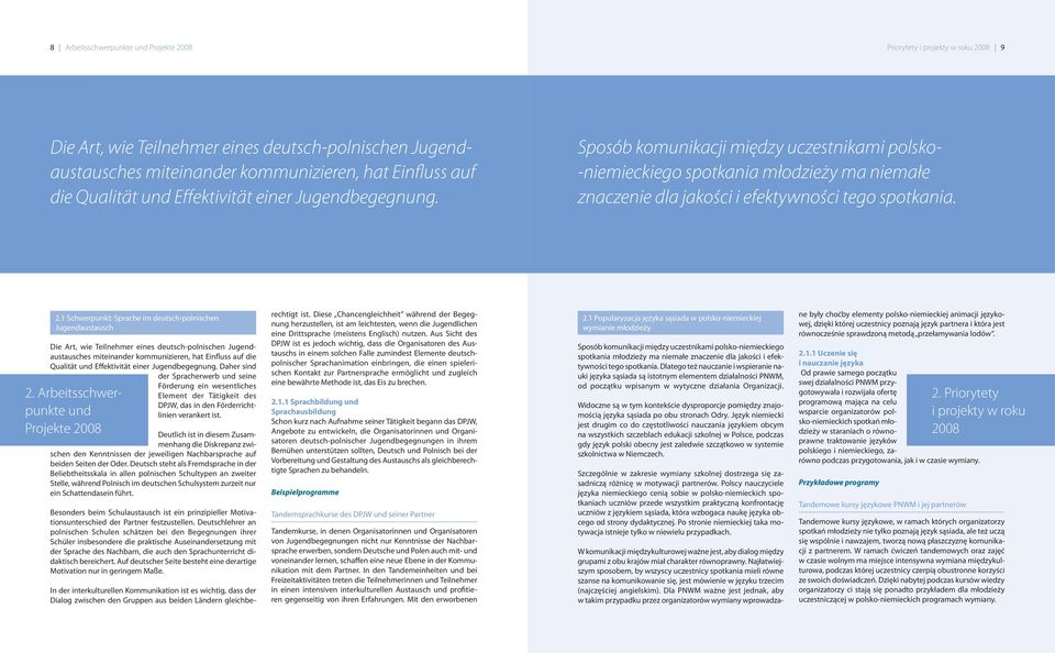 1 Schwerpunkt: Sprache im deutsch-polnischen Jugendaustausch Die Art, wie Teilnehmer eines deutsch-polnischen Jugendaustausches miteinander kommunizieren, hat Einfluss auf die Qualität und