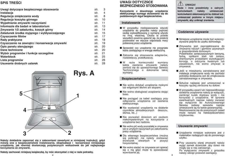 programów i funkcje szczególne Waterblock Lista programów Usuwanie drobnych usterek 5 4 3 Rys.