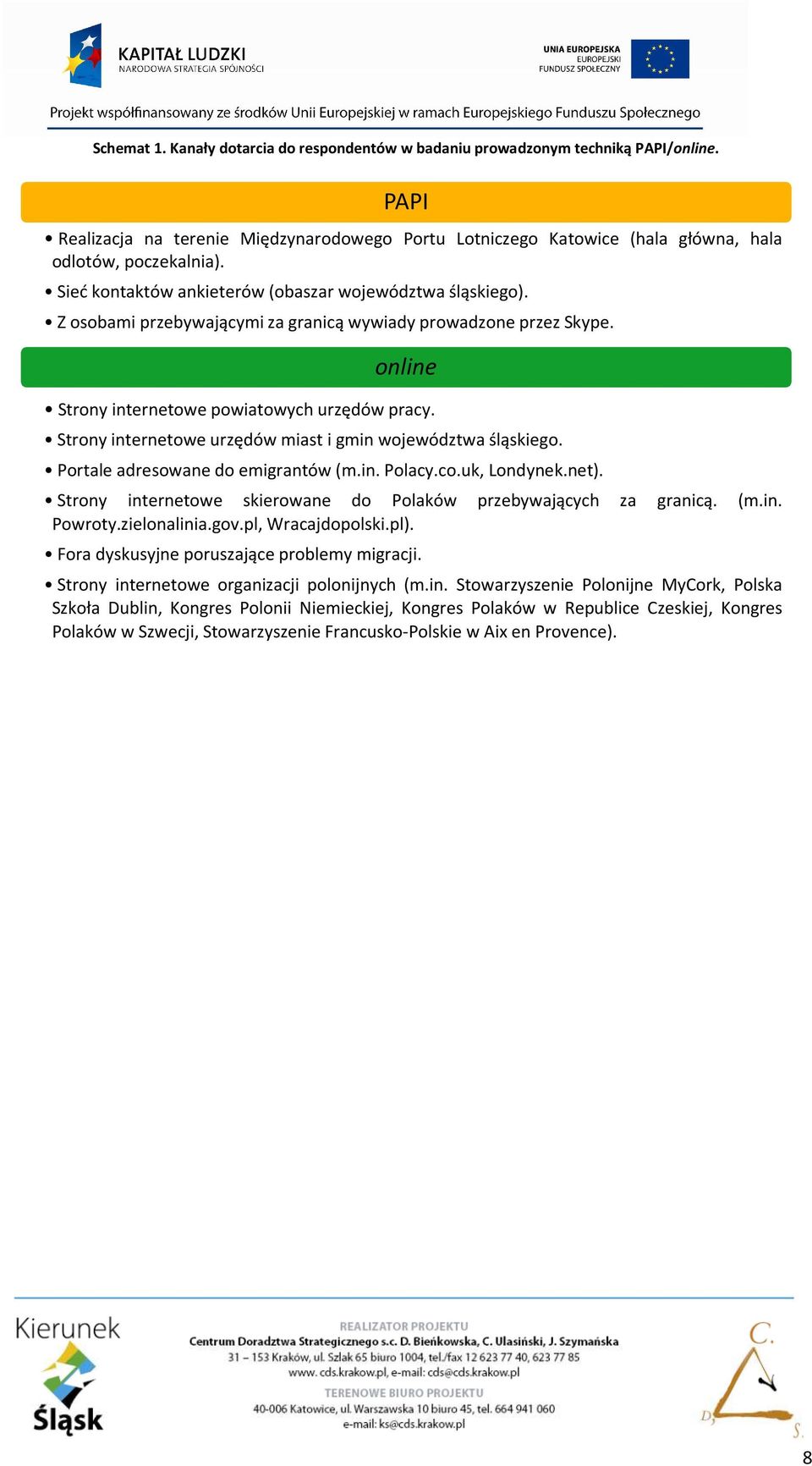 Strony internetowe urzędów miast i gmin województwa śląskiego. Portale adresowane do emigrantów(m.in. Polacy.co.uk, Londynek.net). Strony internetowe skierowane do Polaków przebywających za granicą.