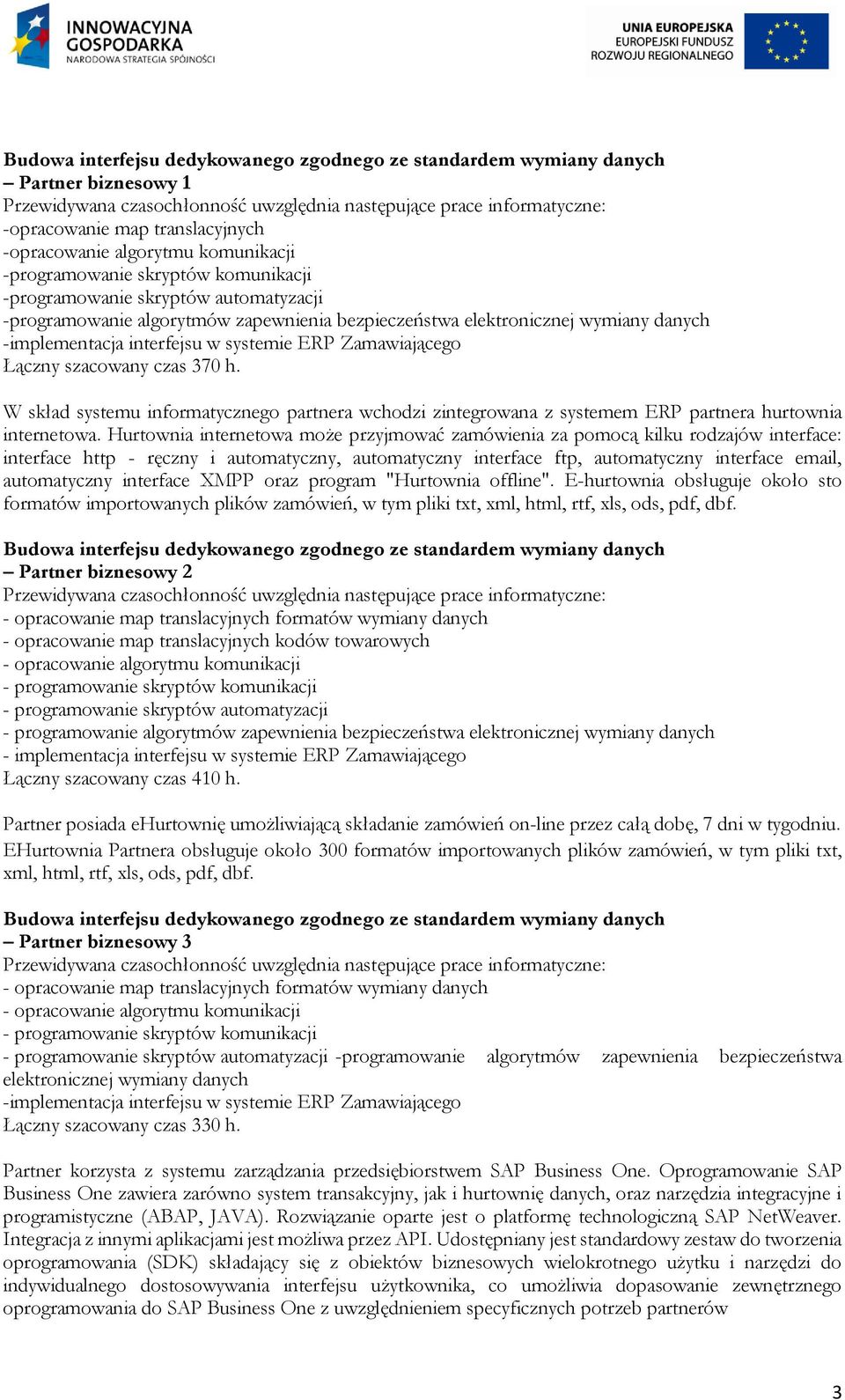 370 h. W skład systemu informatycznego partnera wchodzi zintegrowana z systemem ERP partnera hurtownia internetowa.