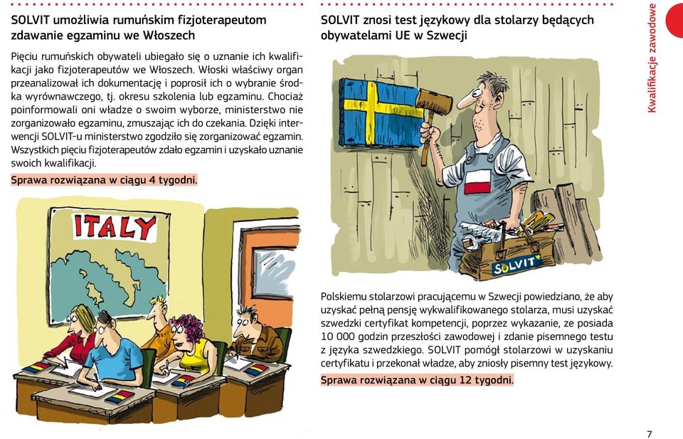 Chociaż poinformowali oni władze o swoim wyborze, ministerstwo nie zorganizowało egzaminu, zmuszając ich do czekania. Dzięki interwencji SOLVIT-u ministerstwo zgodziło się zorganizować egzamin.