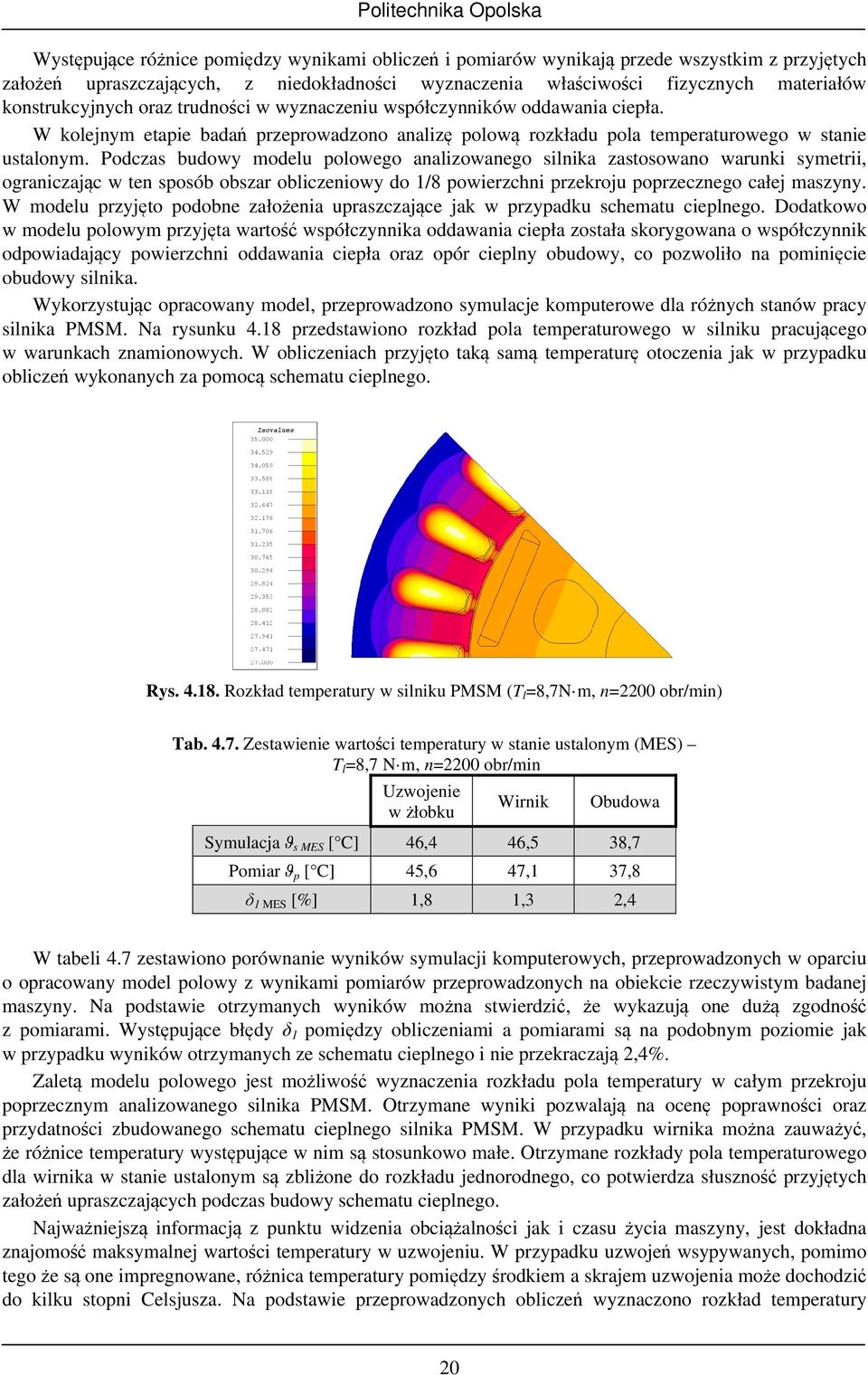 Podczas budowy modelu polowego analizowanego silnika zastosowano warunki symetrii, ograniczając w ten sposób obszar obliczeniowy do 1/8 powierzchni przekroju poprzecznego całej maszyny.