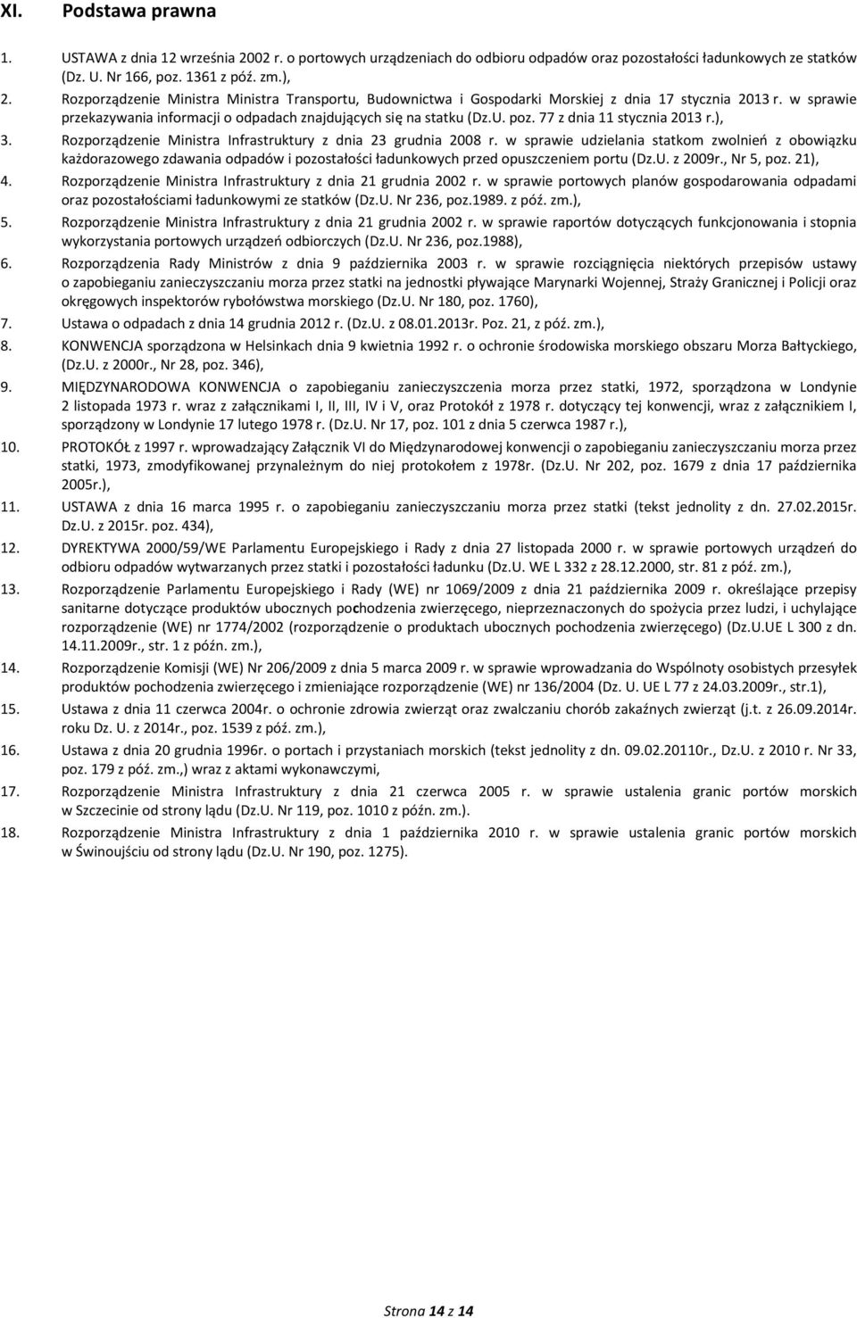 77 z dnia 11 stycznia 2013 r.), 3. Rozporządzenie Ministra Infrastruktury z dnia 23 grudnia 2008 r.