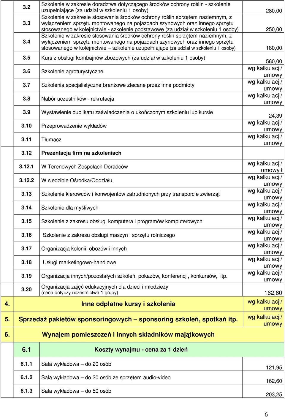 naziemnym, z wy czeniem sprz tu montowanego na pojazdach szynowych oraz innego sprz tu stosowanego w kolejnictwie - szkolenie podstawowe (za udzia w szkoleniu 1 osoby) 250,00 Szkolenie w zakresie