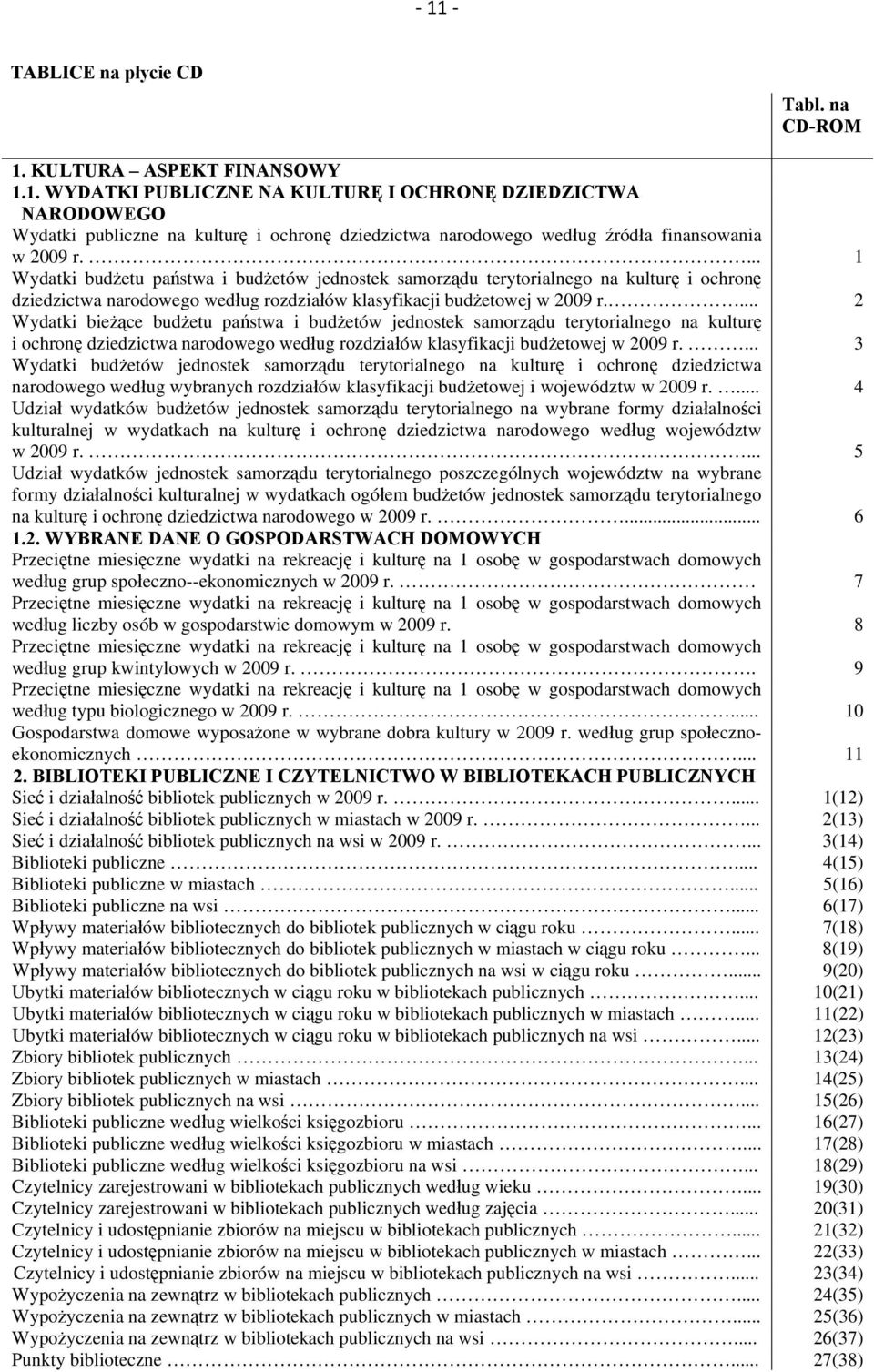 ... 2 Wydatki bieżące budżetu państwa i budżetów jednostek samorządu terytorialnego na kulturę i ochronę dziedzictwa narodowego według rozdziałów klasyfikacji budżetowej w 2009 r.