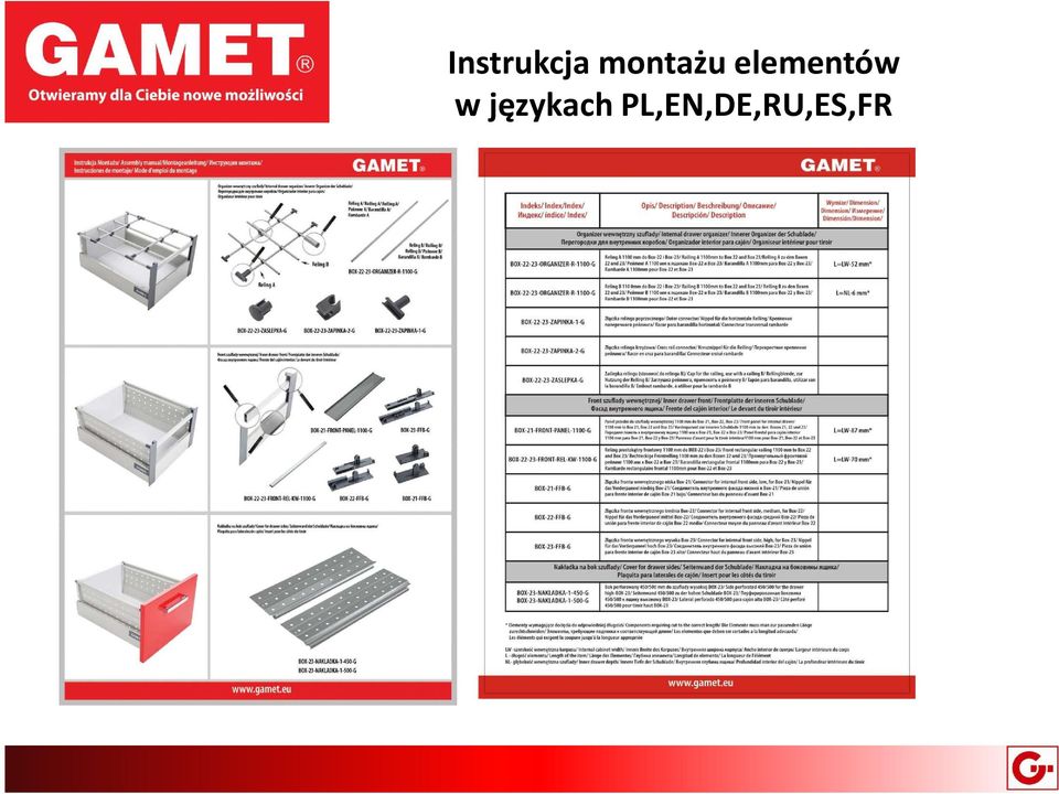 elementów w