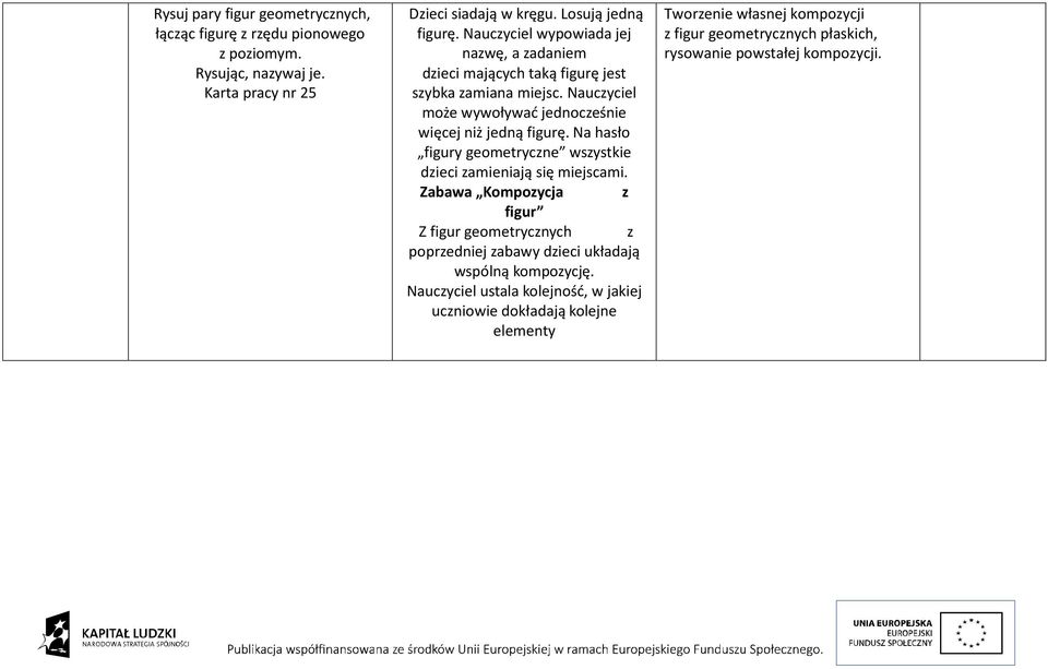 Na hasło figury geometryczne wszystkie dzieci zamieniają się miejscami.