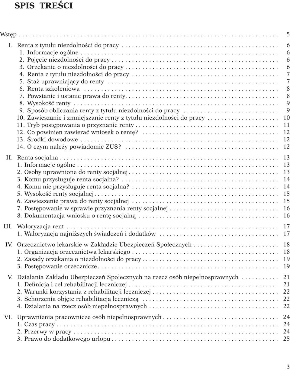 ............................................ 6 4. Renta z tytułu niezdolności do pracy........................................... 7 5. Staż uprawniający do renty.................................................. 7 6.