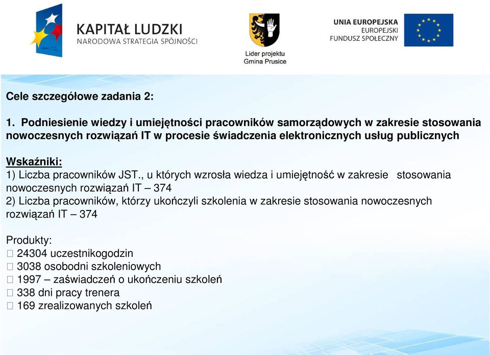 elektronicznych usług publicznych Wskaźniki: 1) Liczba pracowników JST.