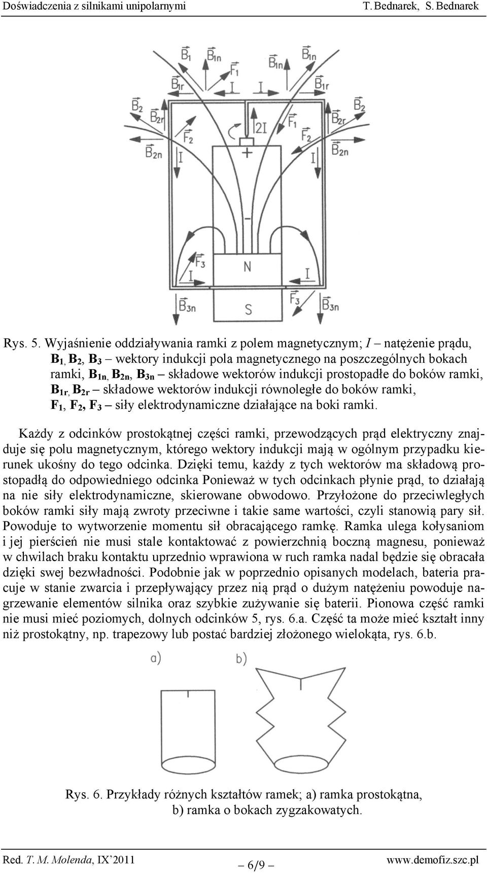 prostopadłe do boków ramki, B 1r, B 2r składowe wektorów indukcji równoległe do boków ramki, F 1, F 2, F 3 siły elektrodynamiczne działające na boki ramki.