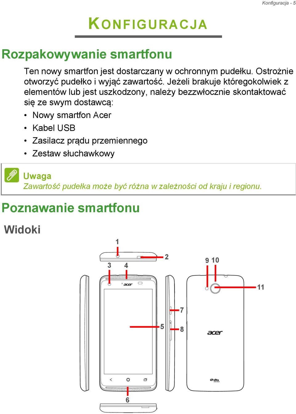 Jeżeli brakuje któregokolwiek z elementów lub jest uszkodzony, należy bezzwłocznie skontaktować się ze swym dostawcą: