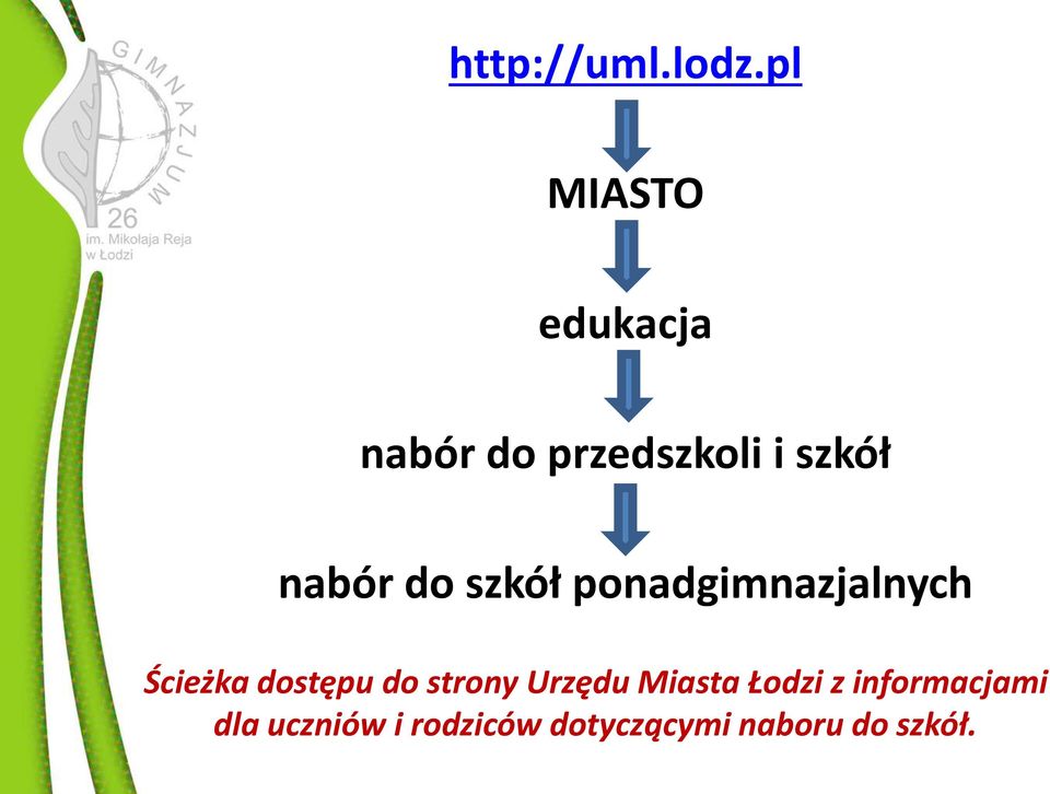 nabór do szkół ponadgimnazjalnych Ścieżka dostępu do