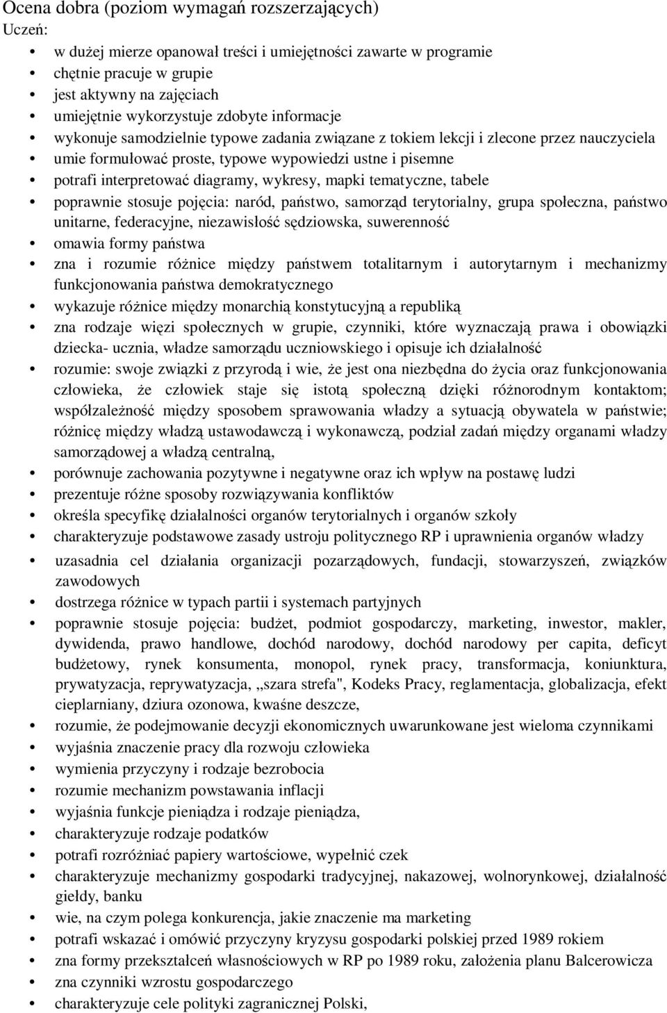 mapki tematyczne, tabele poprawnie stosuje pojęcia: naród, państwo, samorząd terytorialny, grupa społeczna, państwo unitarne, federacyjne, niezawisłość sędziowska, suwerenność omawia formy państwa