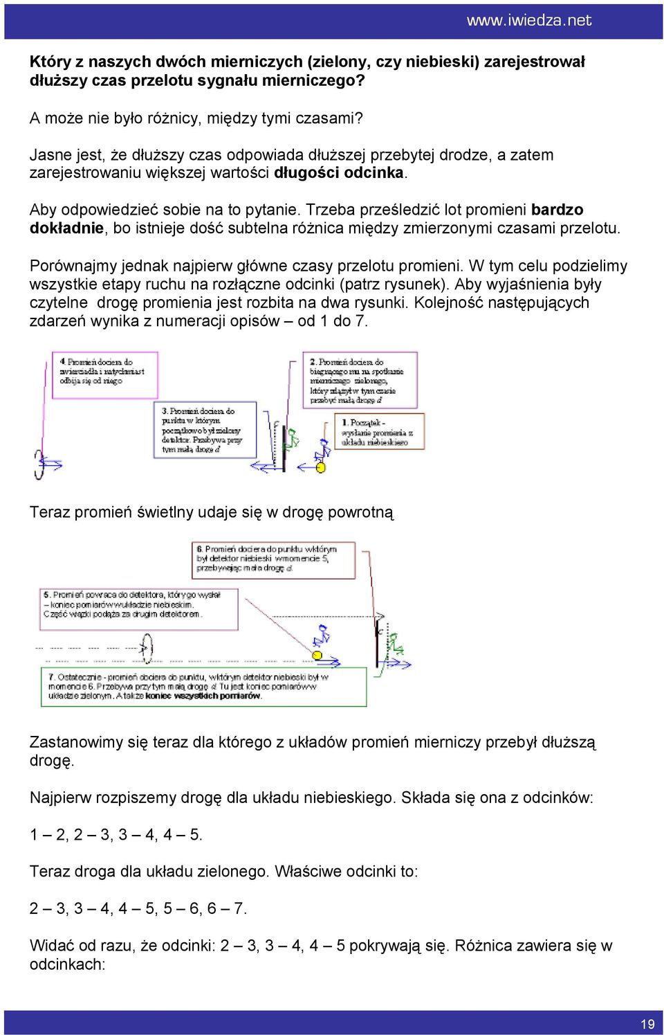 Trzeba prześledzić lot promieni bardzo dokładnie, bo istnieje dość subtelna różnica między zmierzonymi czasami przelotu. Porównajmy jednak najpierw główne czasy przelotu promieni.