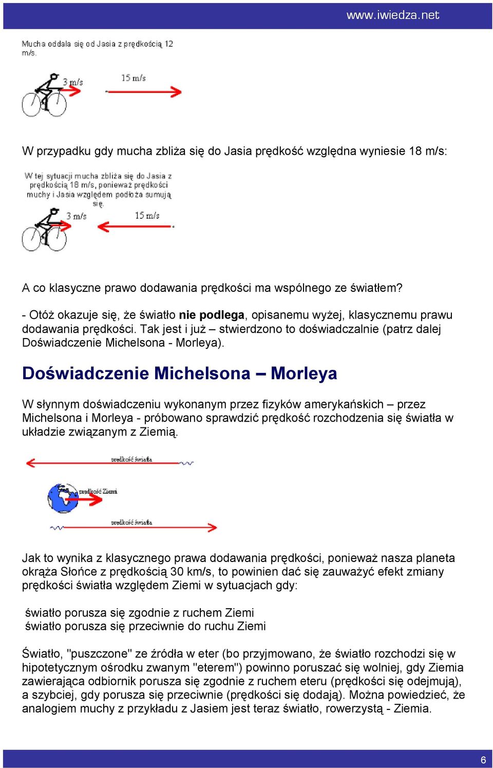 Doświadczenie Michelsona Morleya W słynnym doświadczeniu wykonanym przez fizyków amerykańskich przez Michelsona i Morleya - próbowano sprawdzić prędkość rozchodzenia się światła w układzie związanym