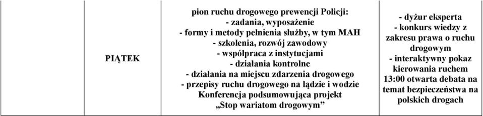 drogowym 13:00 otwarta debata na