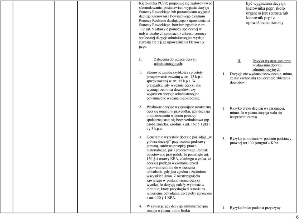 5 ustawy o pomocy społecznej w indywidualnych sprawach z zakresu pomocy społecznej decyzje administracyjne wydaje starosta lub z jego upoważnienia kierownik pcpr.