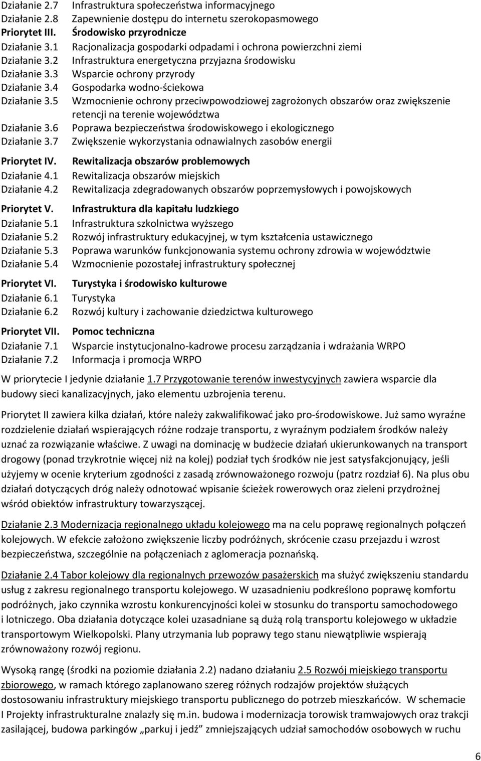 4 Gospodarka wodno-ściekowa Działanie 3.5 Wzmocnienie ochrony przeciwpowodziowej zagrożonych obszarów oraz zwiększenie retencji na terenie województwa Działanie 3.